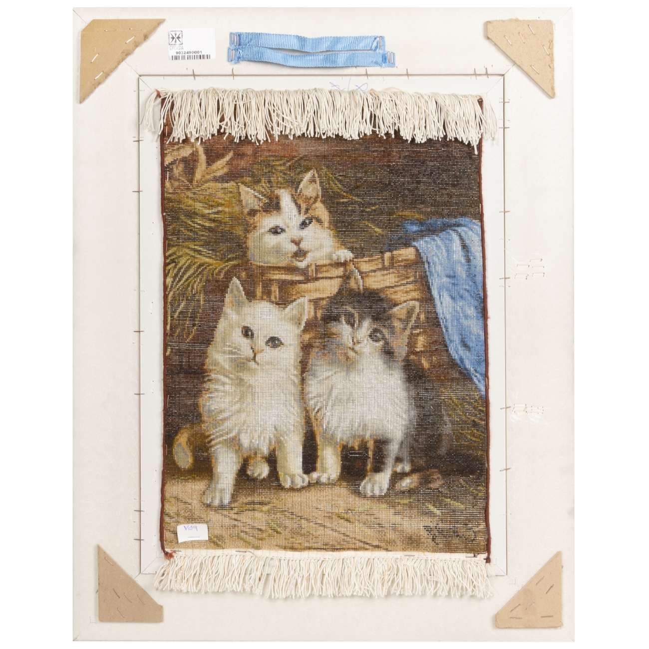 Hand-Knotted Persian Pictorial Rug from Tabriz Depicting Three Kittens