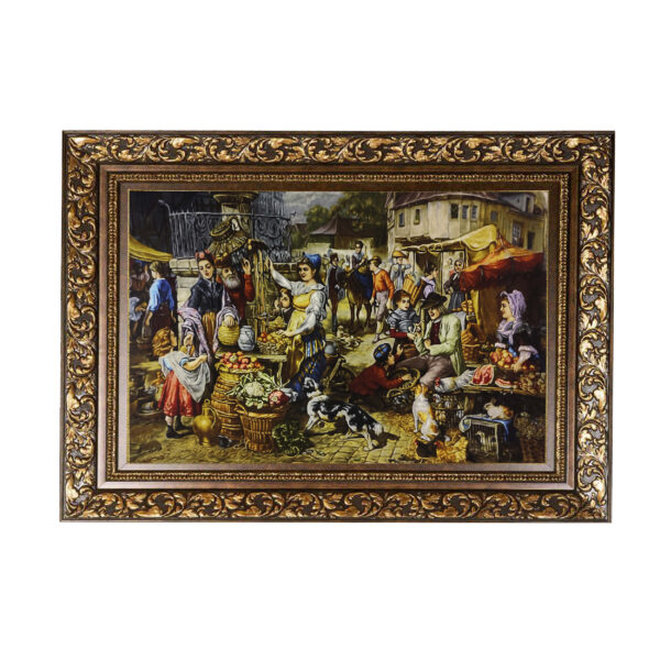 Hand-Knotted Persian Pictorial Rug from Tabriz Depicting Fruit Market