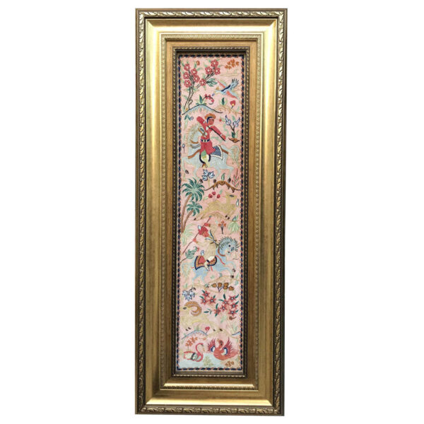 Hand-Knotted Persian Pictorial Rug from Qom Depicting Hunting Scene