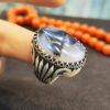 Persian Dendritic Agate Shajar Silver Ring for Men Fatima