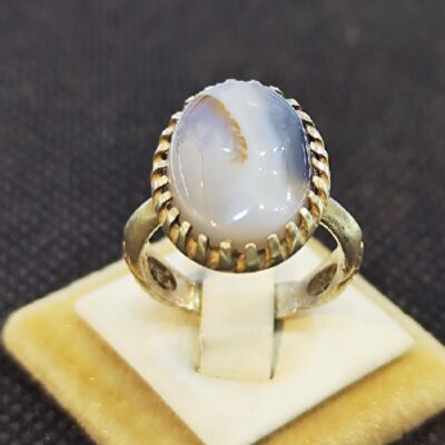 Persian Dendritic Agate Shajar Silver Ring for Men Nima
