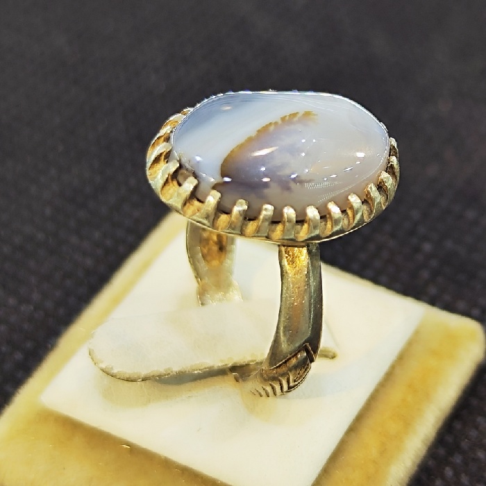Persian Dendritic Agate Shajar Silver Ring for Men Nima