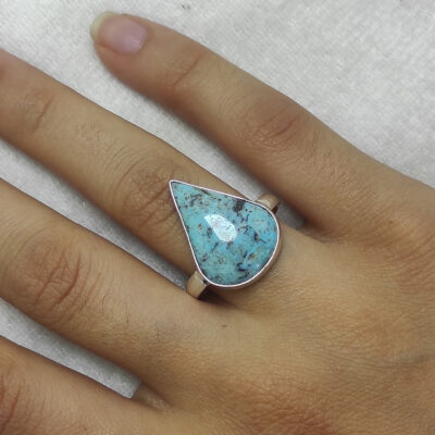 Persian Neyshabur Turquoise Silver Ring Handcrafted for Women Celine