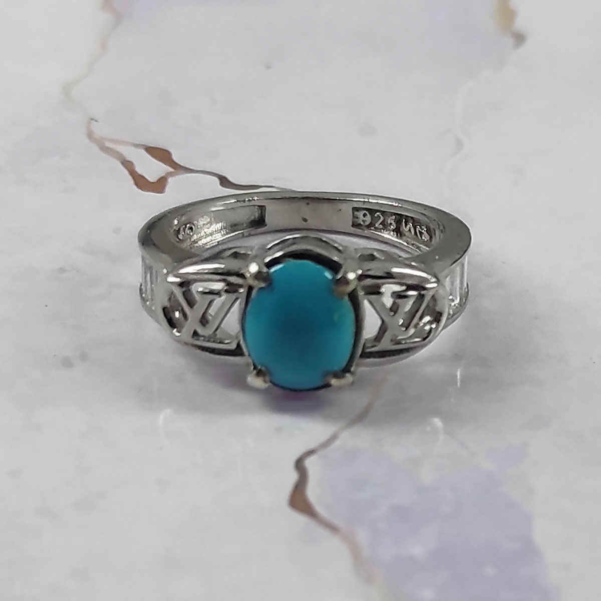 Persian Neyshabur Turquoise Silver Ring Handcrafted for Women Hanieh