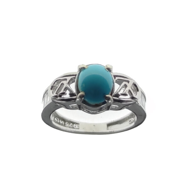Persian Neyshabur Turquoise Silver Ring Handcrafted for Women Hanieh