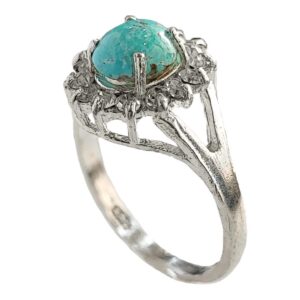 Persian Silver Ring for Women with Neyshabur Turquoise Sima