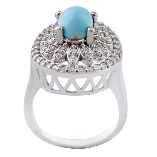 Persian Silver Ring for Women with Neyshaburi Turquoise