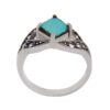 Persian Neyshabur Turquoise Silver Ring Handcrafted for Women Rhodium Plated