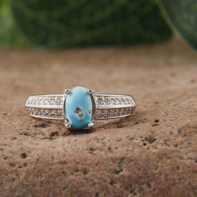 Persian Silver Ring for Women with Nishapur Turquoise