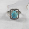 Persian Neyshabur Turquoise Silver Ring Handcrafted for Women Square
