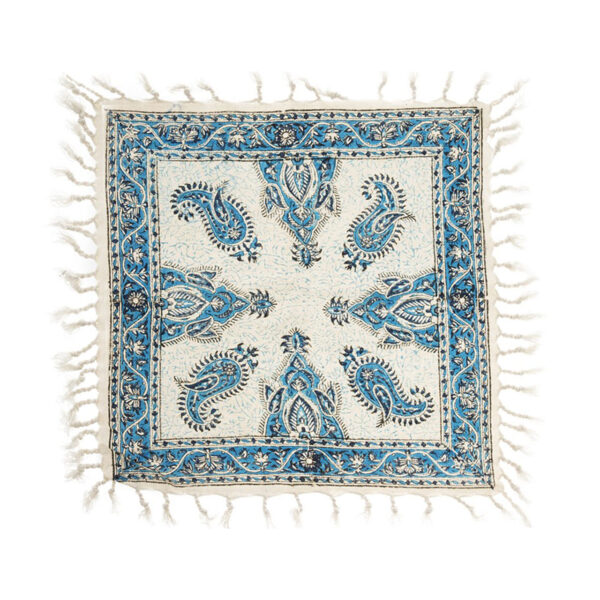 Persian Tablecloth: Isfahan's Traditional Kalamkari Block Print Blue