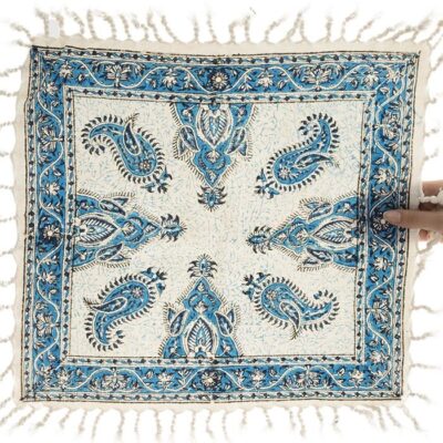 Persian Tablecloth: Isfahan’s Traditional Kalamkari Block Print Blue