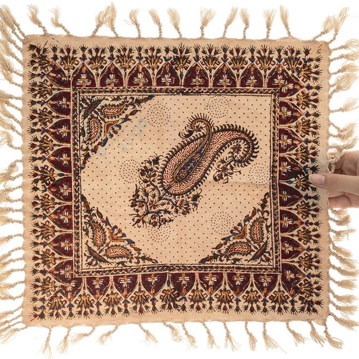 Persian Tablecloth: Isfahan’s Traditional Kalamkari Block Print Cream
