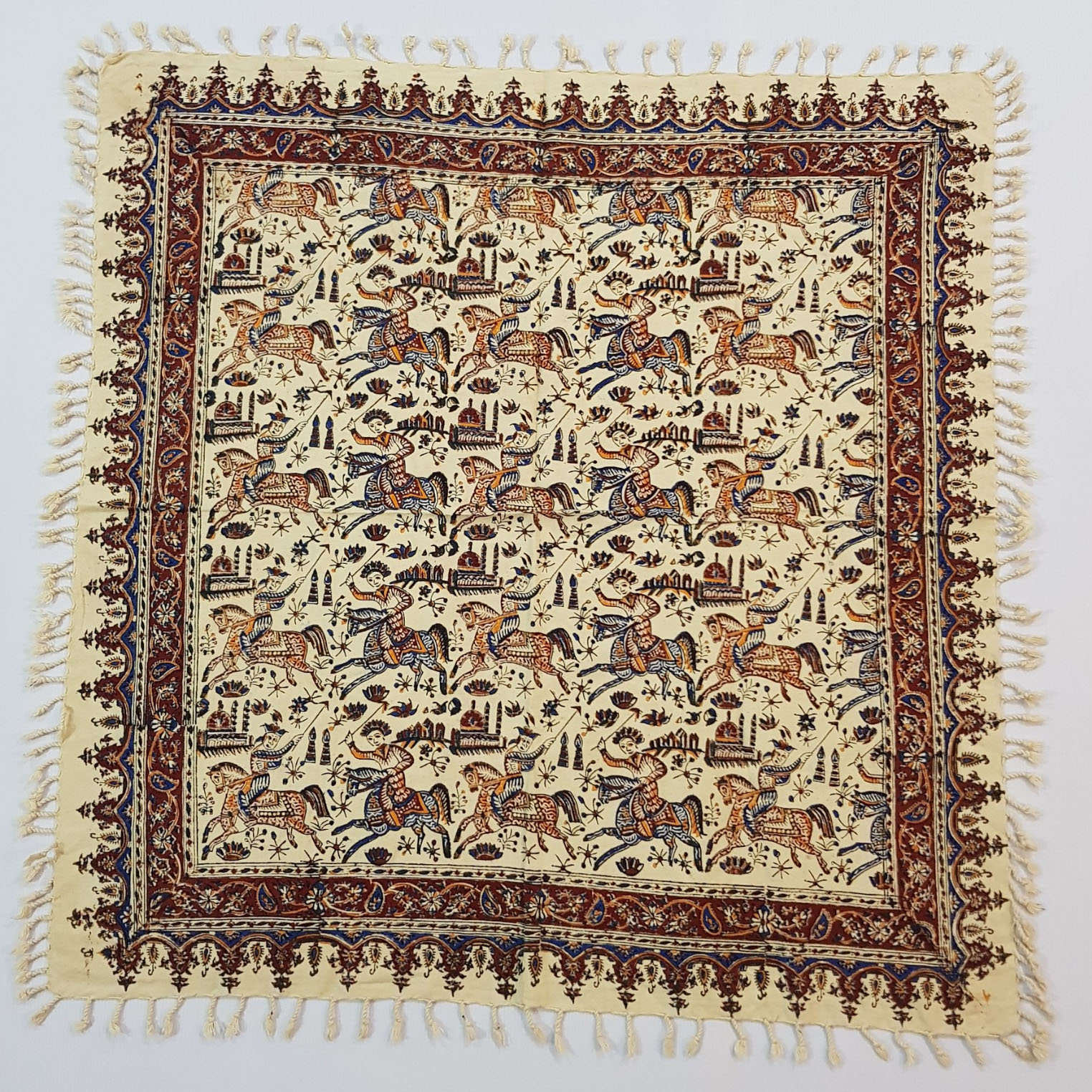 Persian Tablecloth: Isfahan's Traditional Kalamkari Block Print Horse