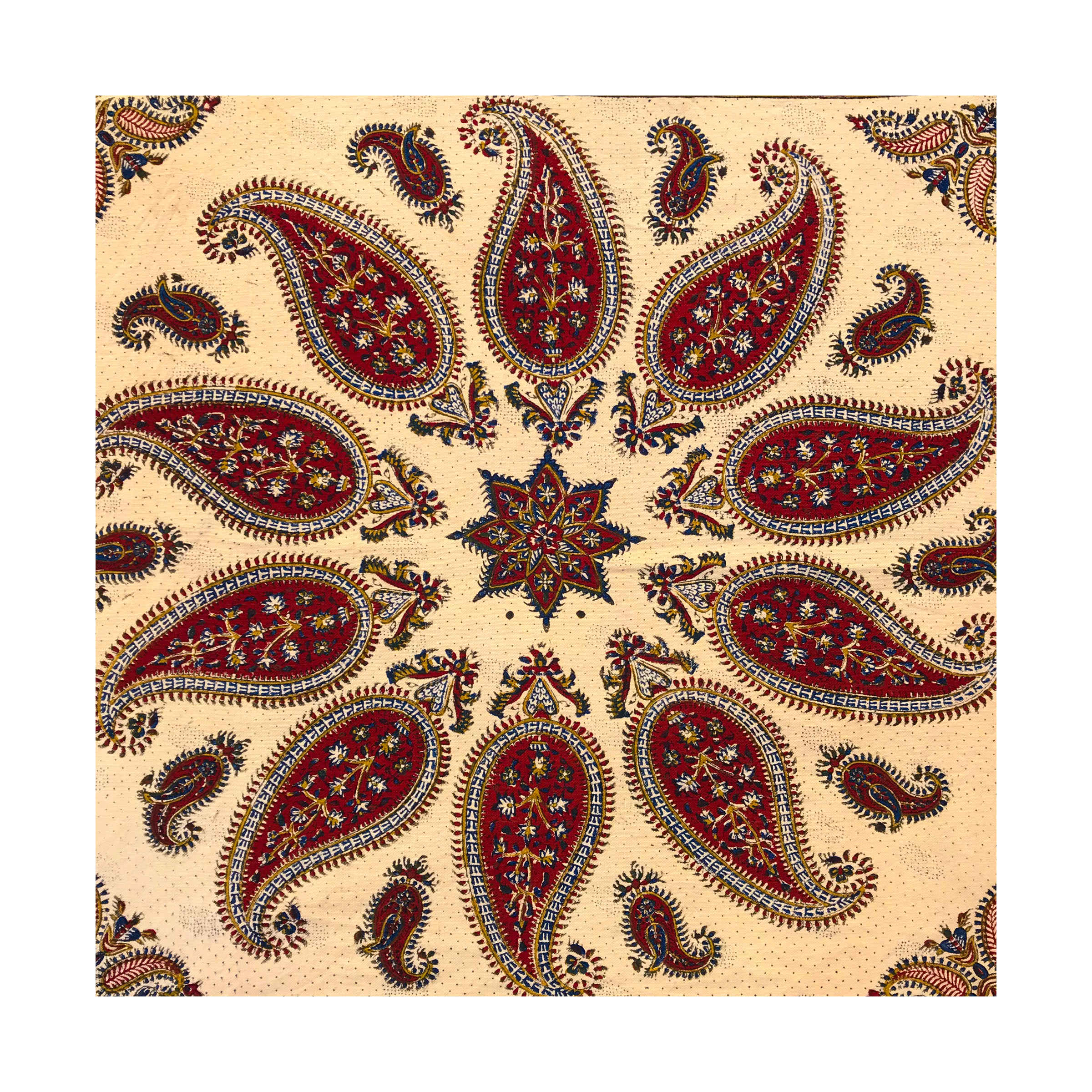 Persian Tablecloth: Isfahan’s Traditional Kalamkari Block Print Yellow