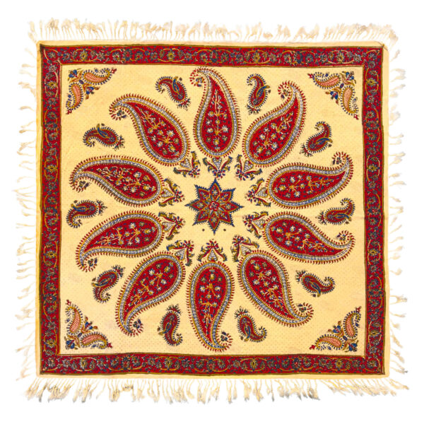Persian Tablecloth: Isfahan's Traditional Kalamkari Block Print Yellow