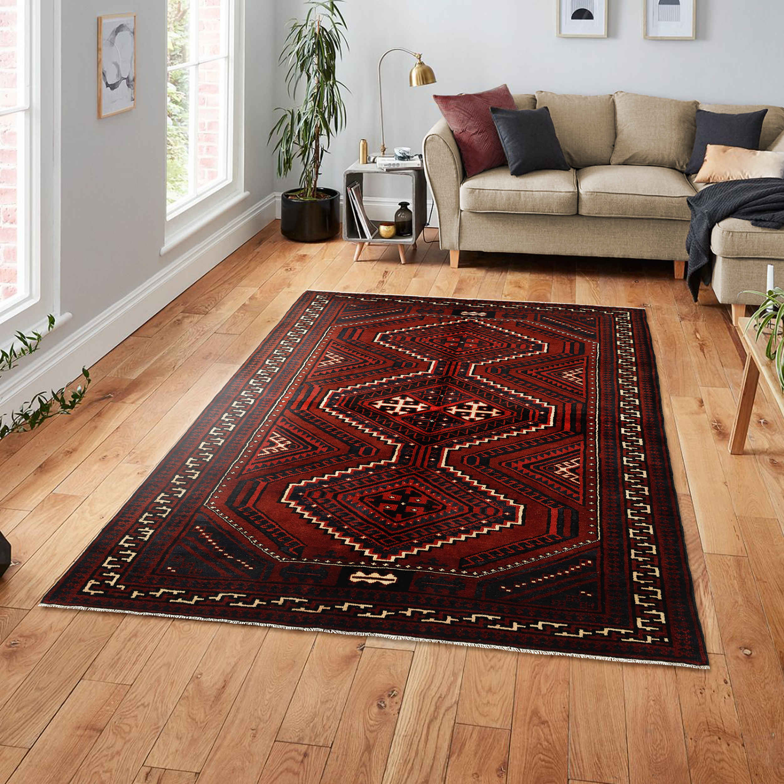 Persian Wool Carpet Hand-Knotted in Chaharmahal & Bakhtiari Iliati Red