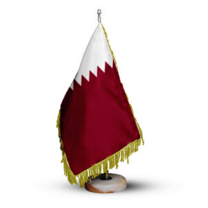 Qatar Table Flag with Stone Base