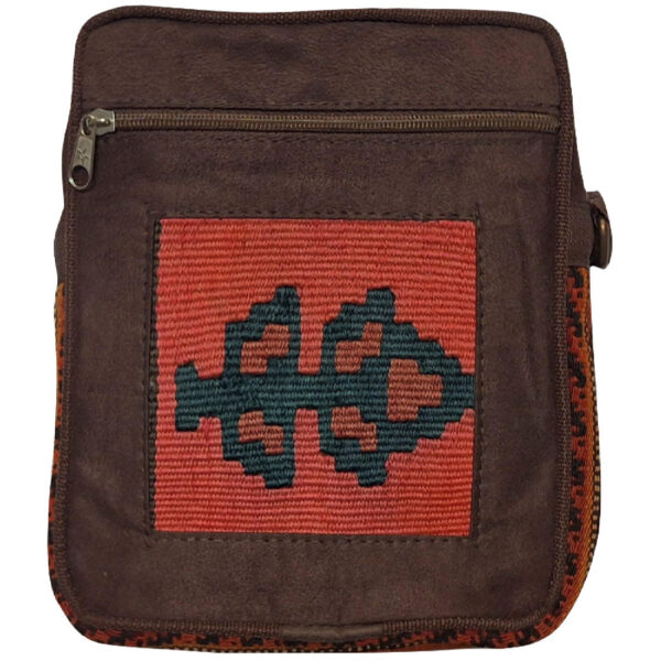 Nubuck Leather Crossbody Shoulder Bag with Kilim Design