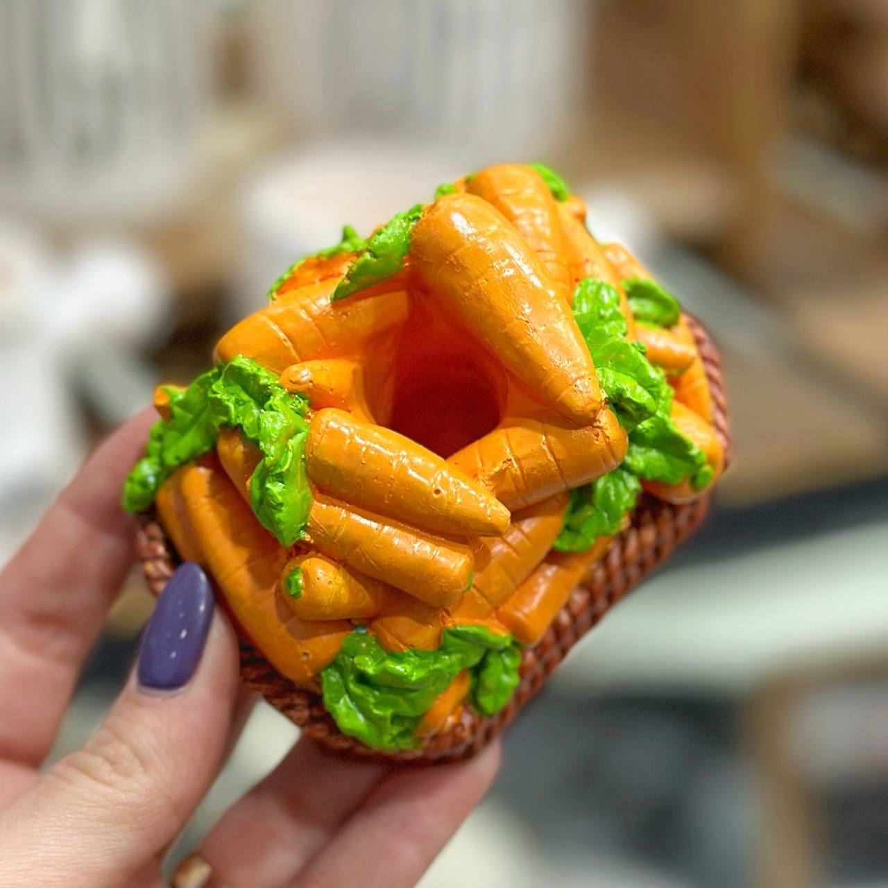 Orange Carrots in Basket Toothpick Holder