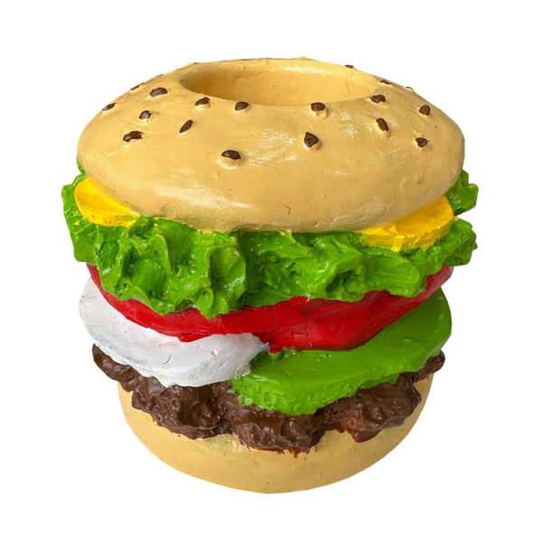 Hamburger Sandwich Toothpick Holder in Cream Resin