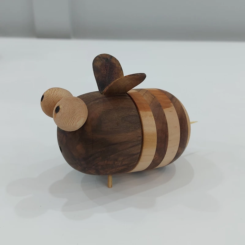 Wooden Toothpick Dispenser with Bee Design for Table Settings
