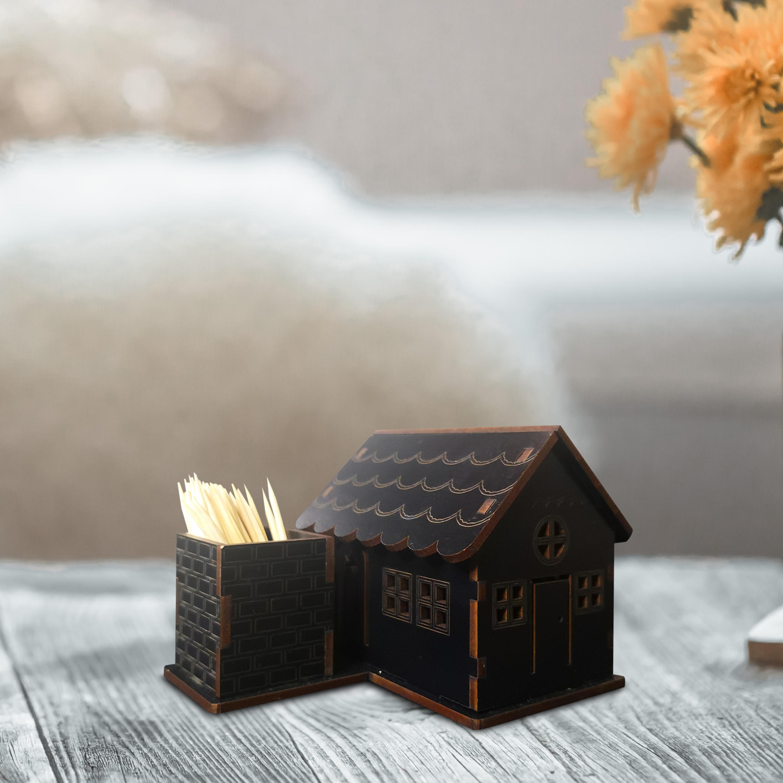 Wooden Toothpick Holder with Cottage Design for Your Table