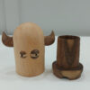 Wooden Toothpick Dispenser with Fantasy Viking Design in Brown
