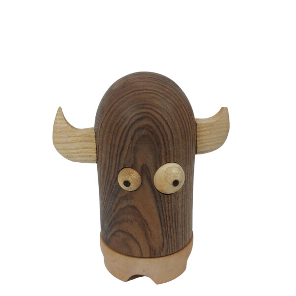 Wooden Toothpick Dispenser with Fantasy Viking Design in Brown