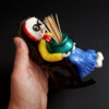 Wooden Toothpick Holder with Old Woman on Chair Design