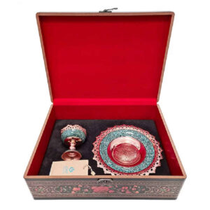 Treasured Persian Artisanal Gift Set Turquoise Inlay Plate & Nut Bowl