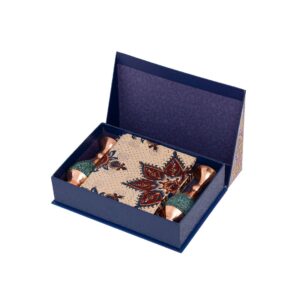 Treasured Persian Artisanal Gift Set Turquoise Inlay Vase & Ghalamkar Tablecloth