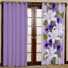 Printed Velvet Eyelet Curtain – Floral Purple (200x140 cm)