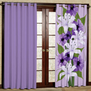 Velvet Curtain Punch Style Floral Purple