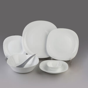 White Melamine Dinnerware Set for 6 Dishwasher Safe