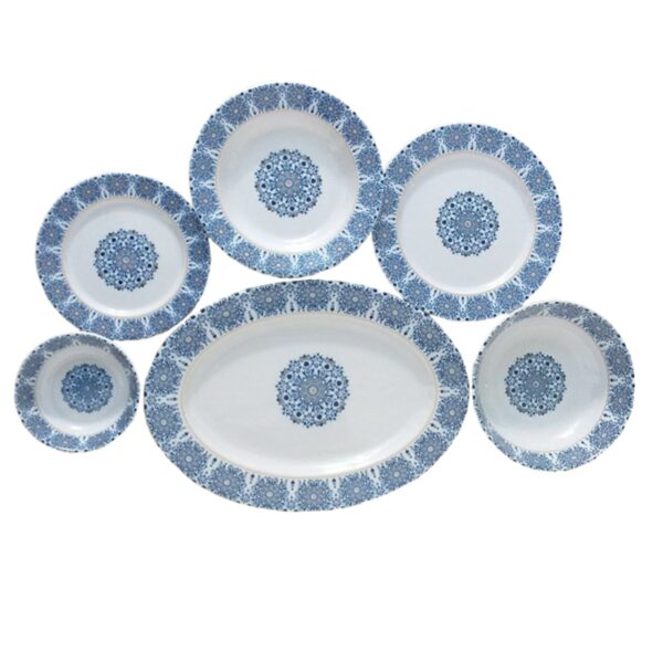 White Melamine Dinnerware Set for 6 Traditional Design