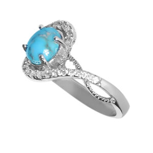 Women's Persian Silver Ring with Neyshabur Turquoise Gemstone