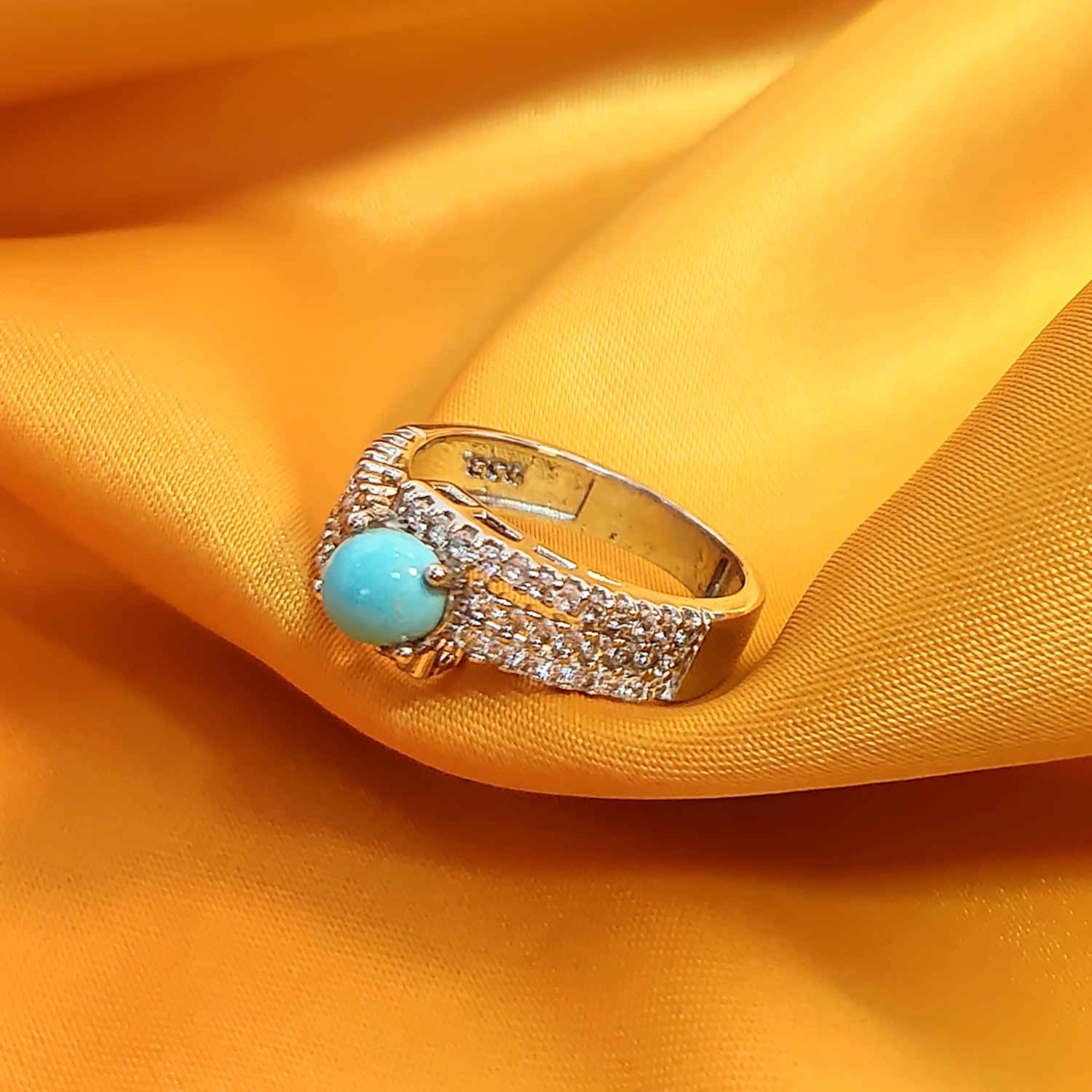 Persian Neyshabur Turquoise Silver Ring Handcrafted for Women
