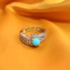 Persian Neyshabur Turquoise Silver Ring Handcrafted for Women