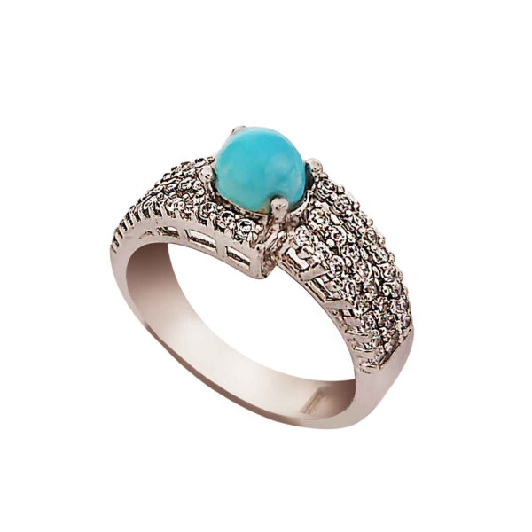 Persian Neyshabur Turquoise Silver Ring Handcrafted for Women