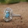 Handcrafted Persian Silver Ring for Women with Neyshabur Turquoise