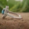 Handcrafted Persian Silver Ring for Women with Neyshabur Turquoise