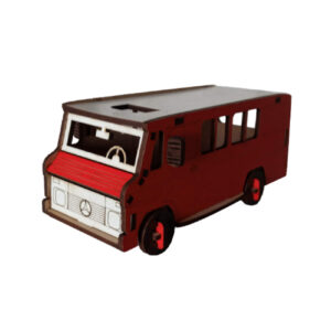 Wooden Car Toy Handcrafted Bus for Kids Red