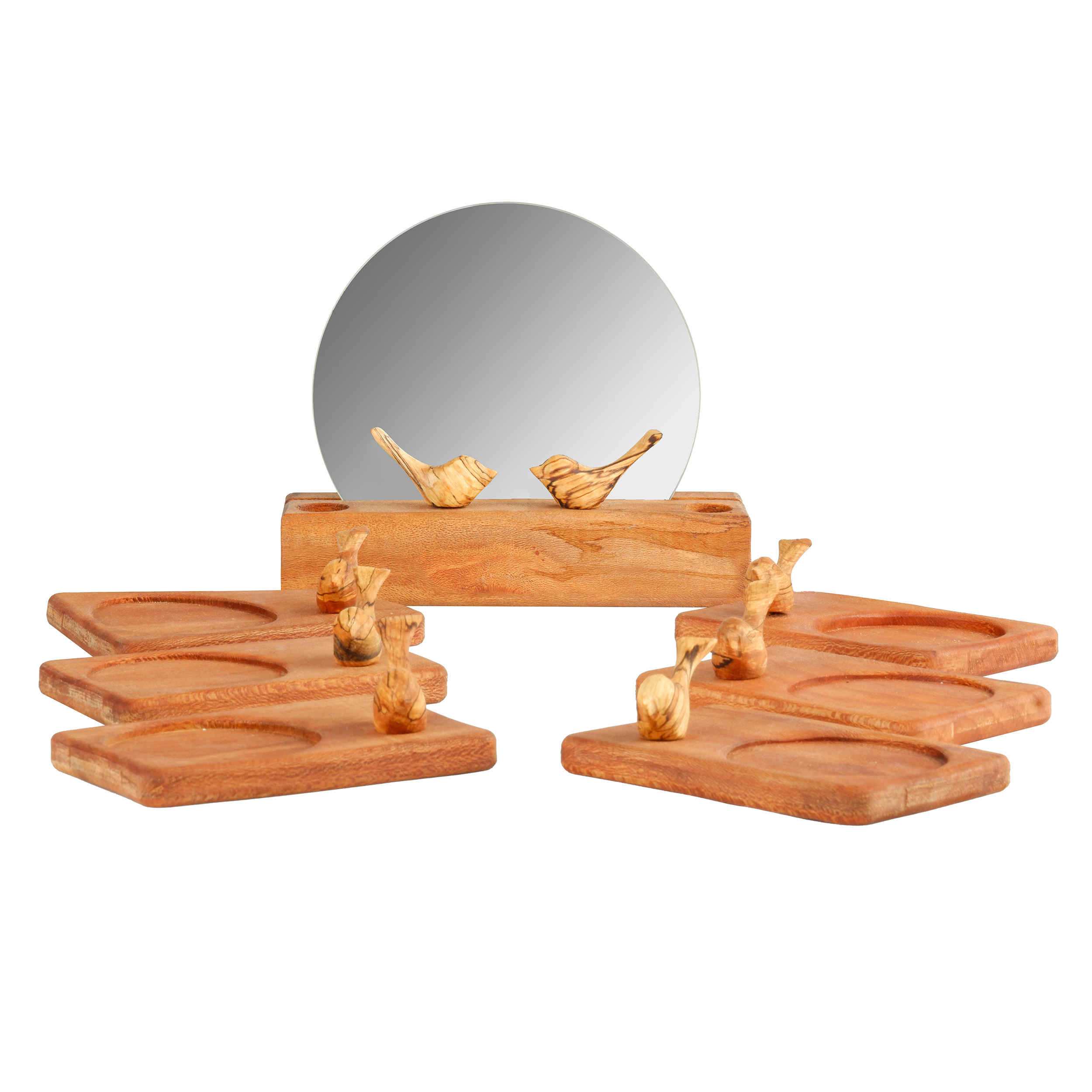 Wooden Haft Seen Set for Nowruz Festivities Bird Design