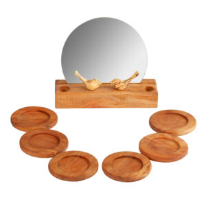 Wooden Haft Seen Set for Nowruz Festivities Bird Design Round