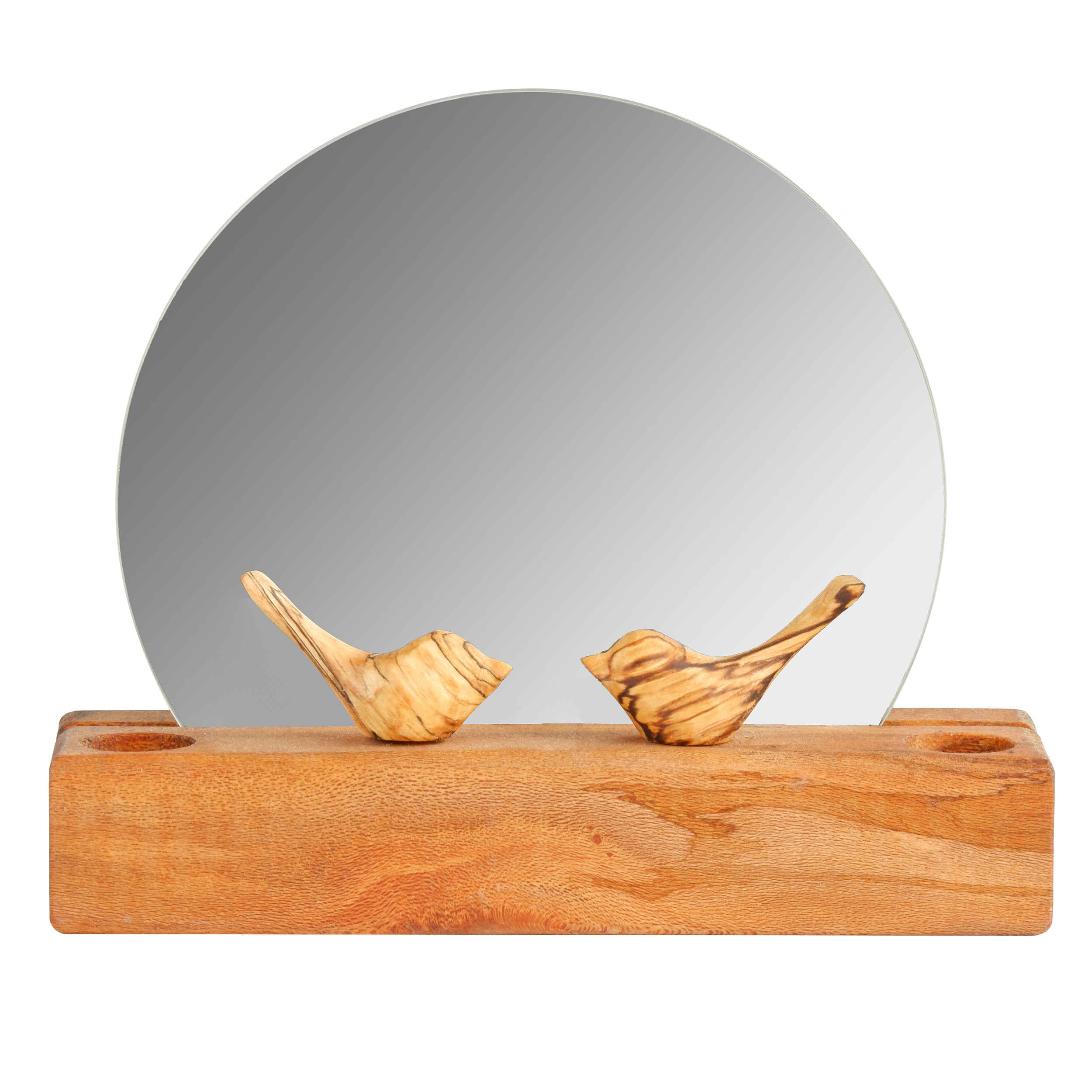 Wooden Haft Seen Set for Nowruz Festivities Bird Design Round