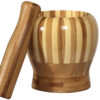 Wooden Mortar & Pestle Set Handcrafted Rustic Style