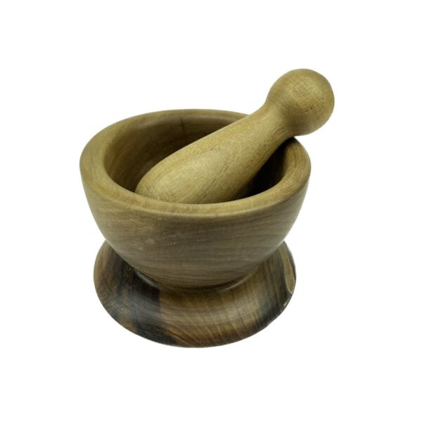 Wooden Mortar & Pestle Set Handcrafted for Herb and Spice Grinding