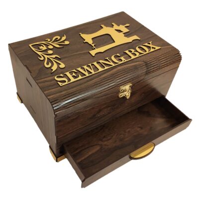 Wooden Sewing Box with Drawer for Efficient Organizing