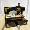 Wooden Sewing Box Featuring Sewing Machine Design